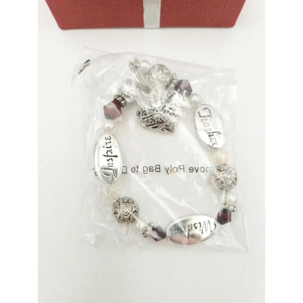 Teacher Charm Bracelet Silver-Tone In‎ Gift Box
